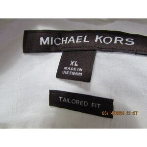 MICHAEL KORS DRESS BUTTON DOWN MEN'S SHIRT SIZE XL TAILORED FIT LINEN WHITE